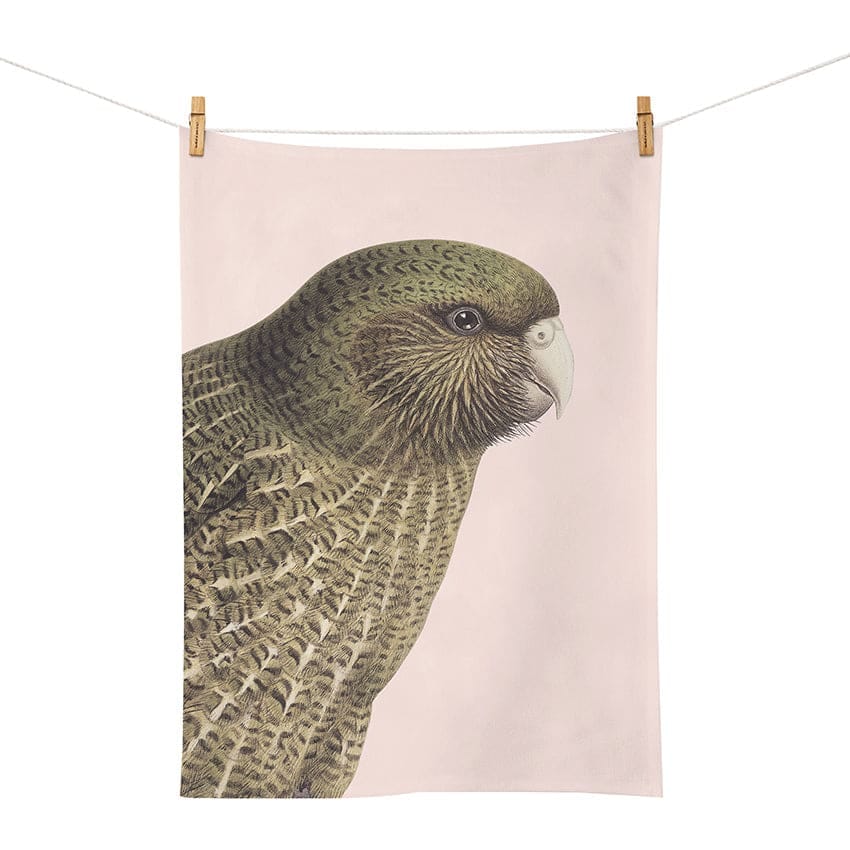 Hushed Pink Kakapo Tea Towel