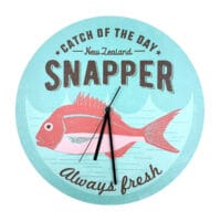 Seafood Frameless Wall Clock - Snapper