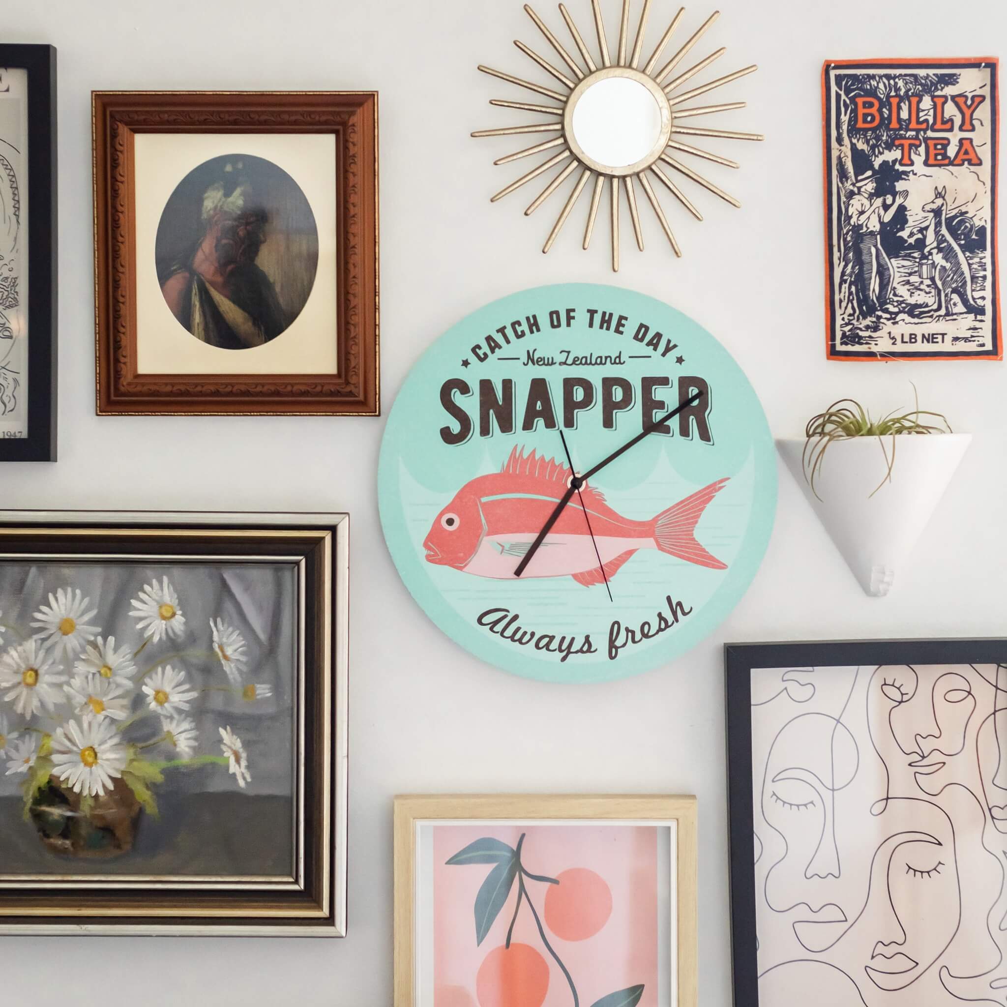 NZ Seafood Frameless Wall Clock
