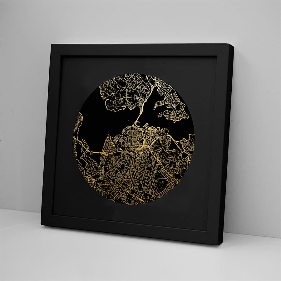 Auckland Mapscape Foil Print - Black