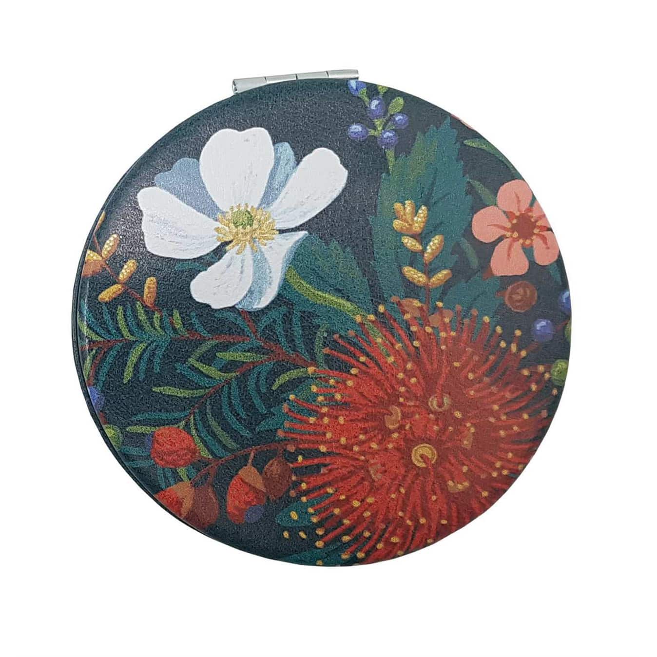 NZ Flowers Double Cosmetic Mirror - Clematis & Pohutukawa