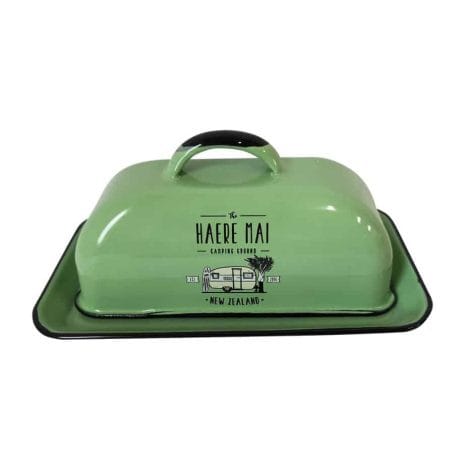 Enamel Butter Dish - Haere Mai - Green