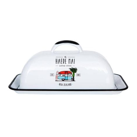 Enamel Butter Dish - Haere Mai - White