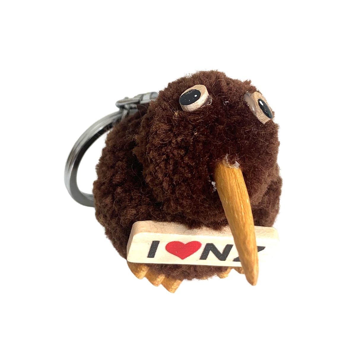I Love NZ Soft Kiwi Keychain - Dark Brown