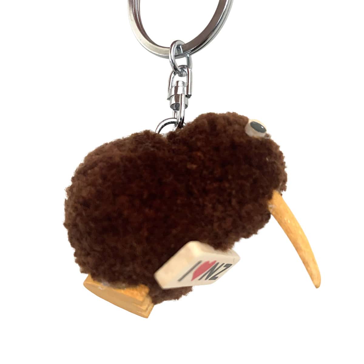 I Love NZ Soft Kiwi Keychain - Dark Brown