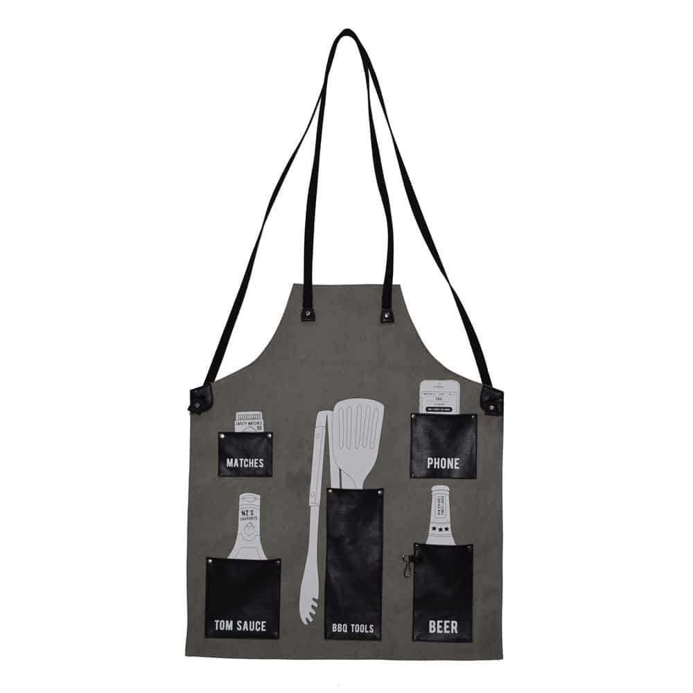 Kiwi BBQ Apron with Bottle Opener - Black
