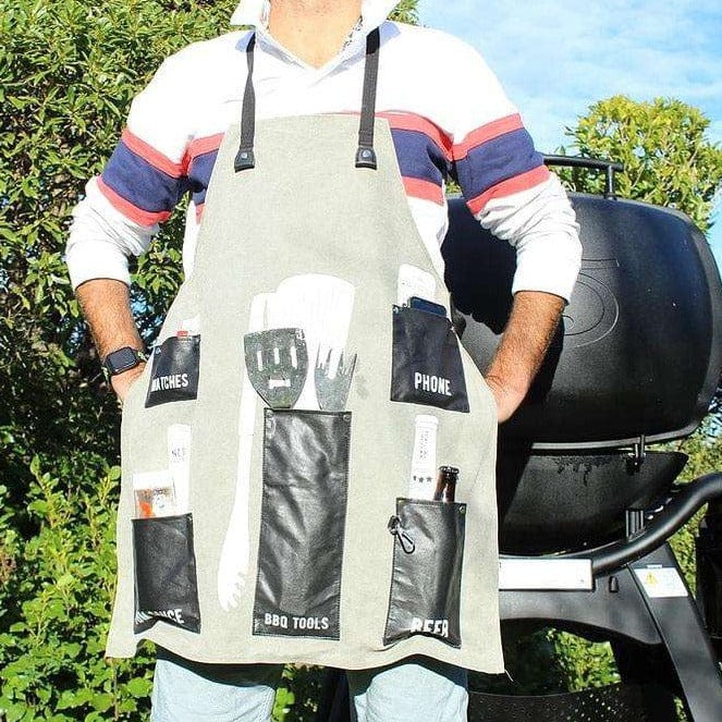 Kiwi BBQ Apron with Bottle Opener - Black