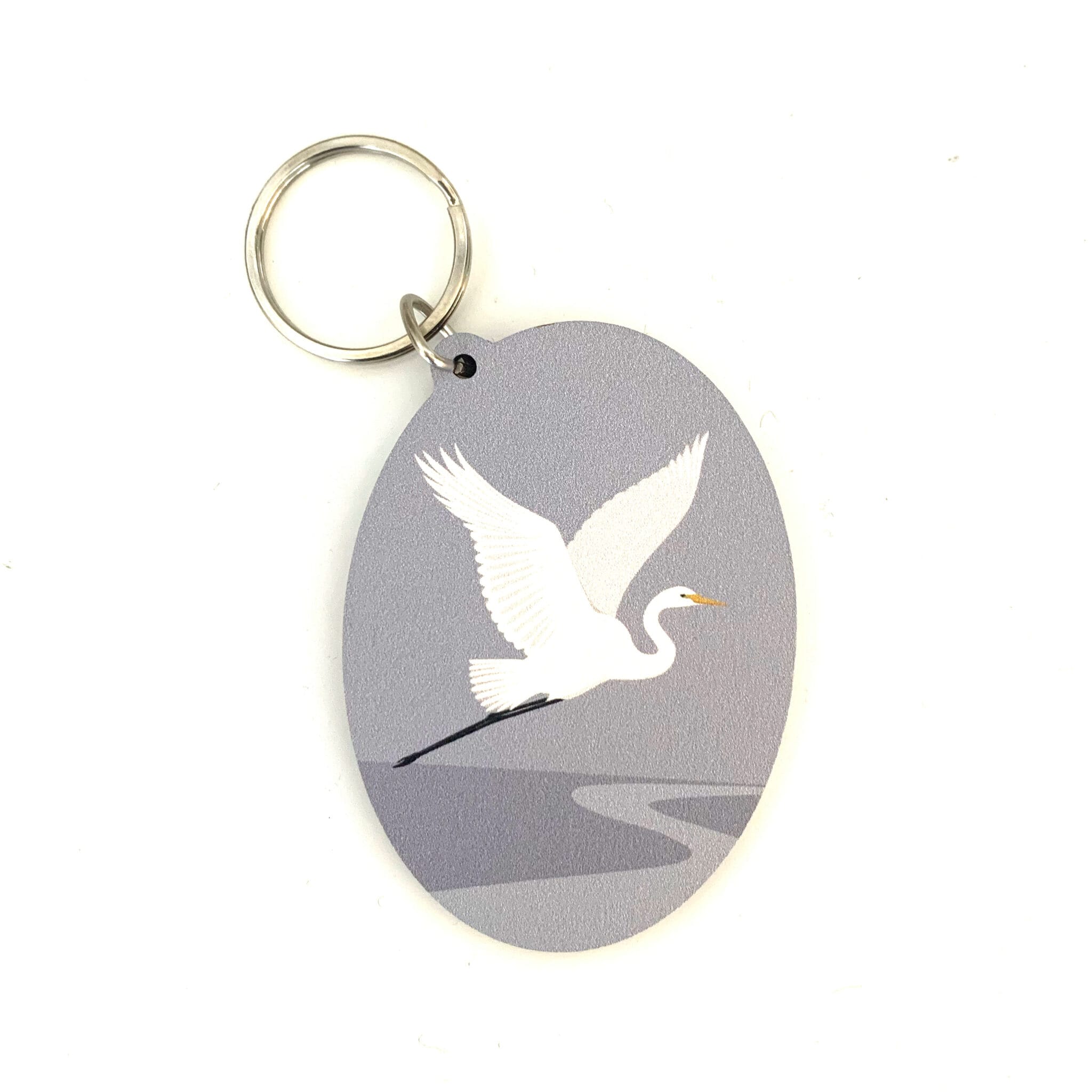 NZ Bird Wood Keytag - White Heron