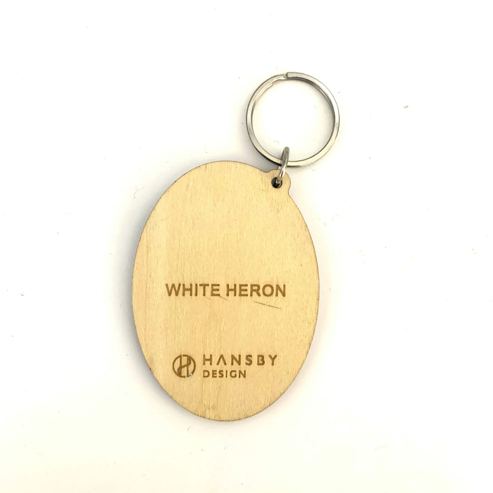 NZ Bird Wood Keytag - White Heron