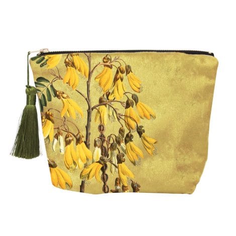 Velvet Cosmetic Bag - Vintage Botanical Kowhai