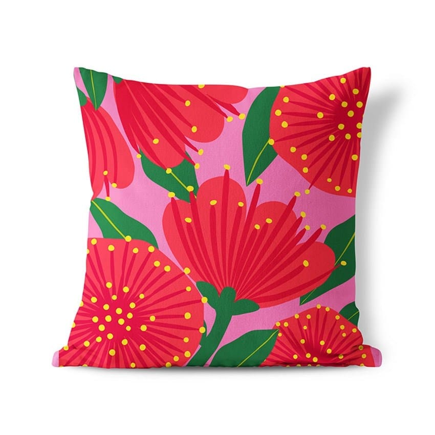 Bright Pink Pohutukawa Cushion Cover