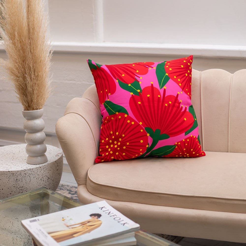 Bright Pink Pohutukawa Cushion Cover