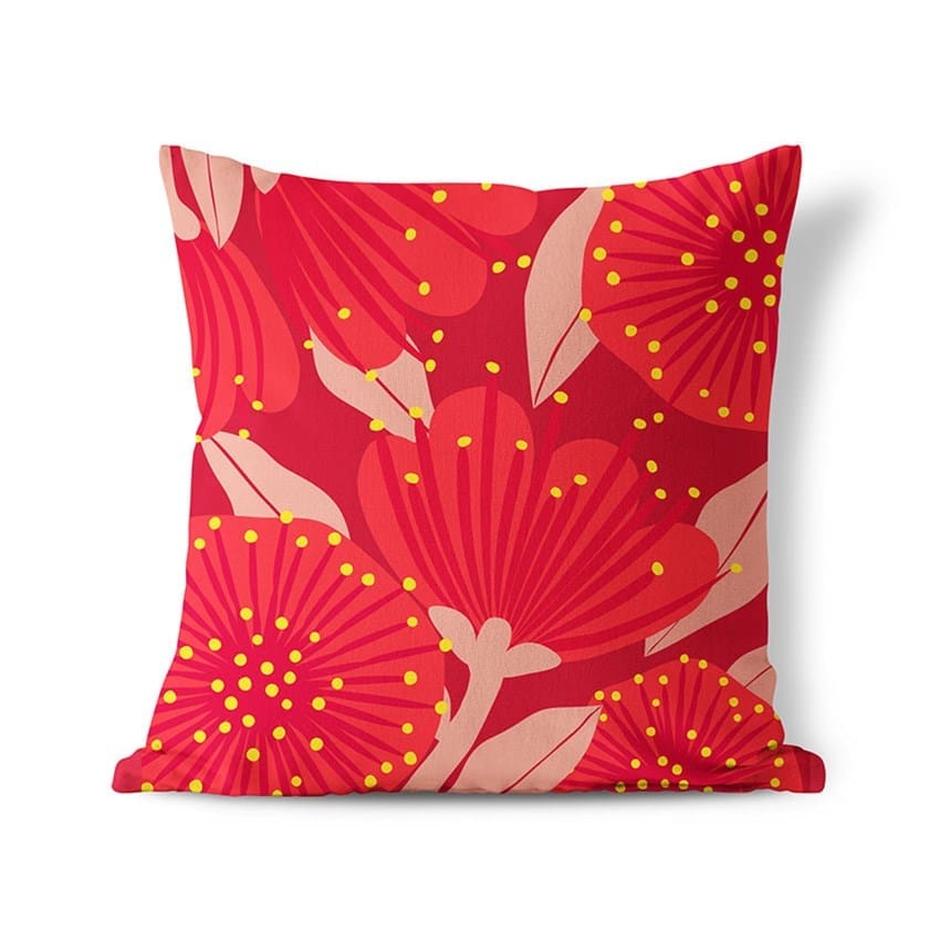 Bright Red Pohutukawa Cushion Cover