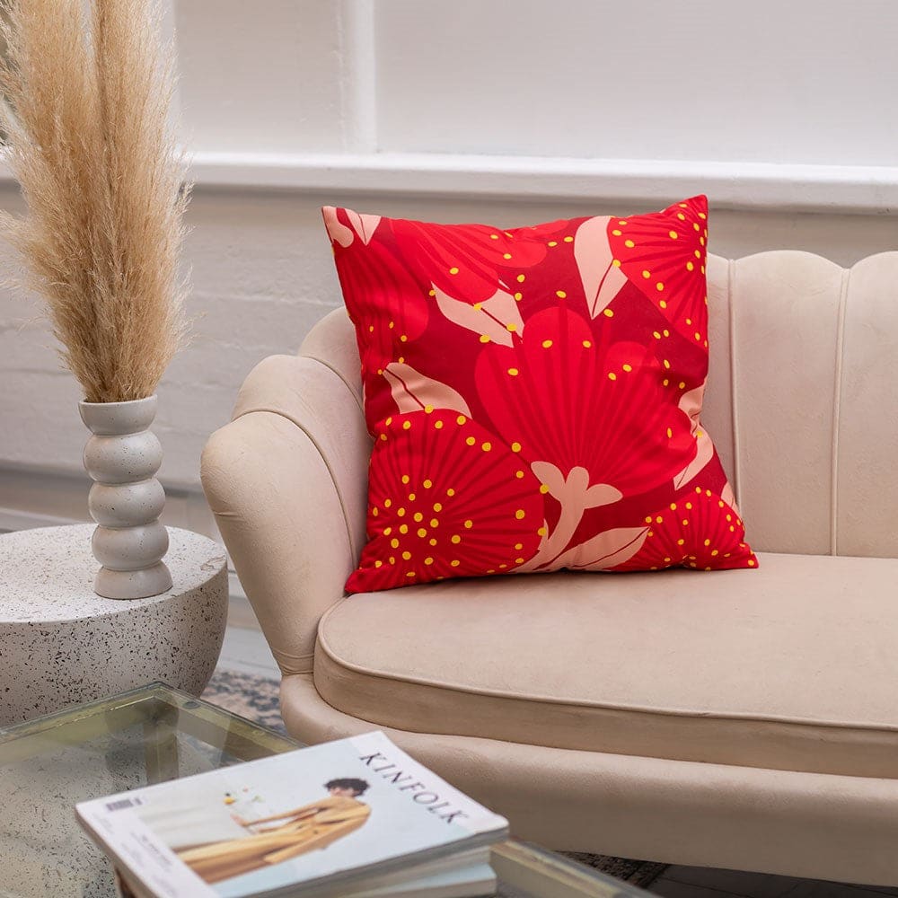 Bright Red Pohutukawa Cushion Cover