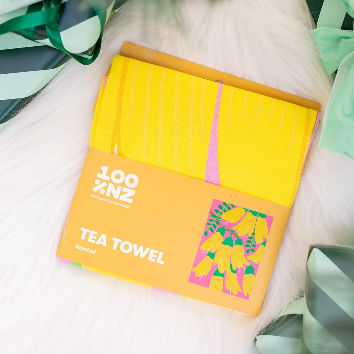 Bright Botanical Kowhai Tea Towel