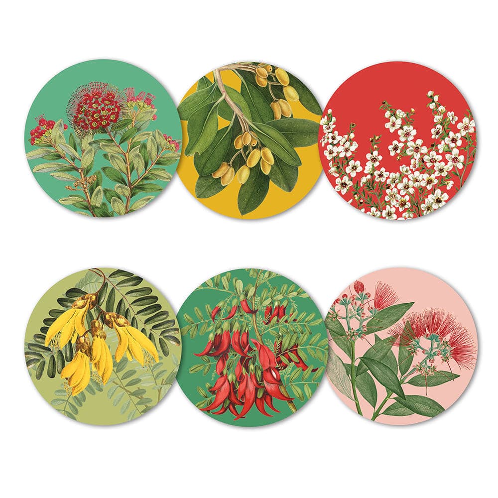 Native Botanicals of NZ Coasters Set of 6