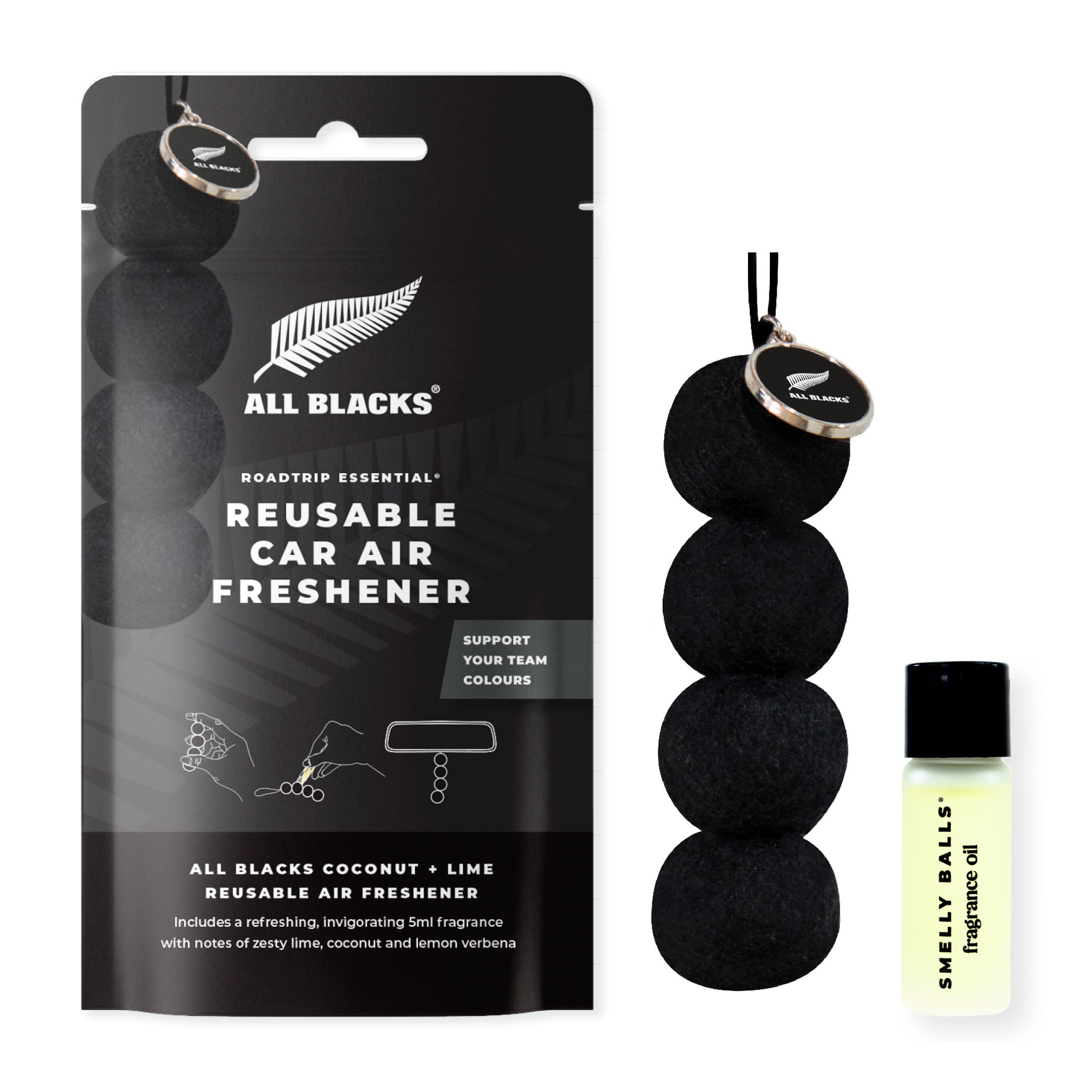 All Blacks Roadtrip Essential Car Air Freshener with Coconut & Lime Fragrance